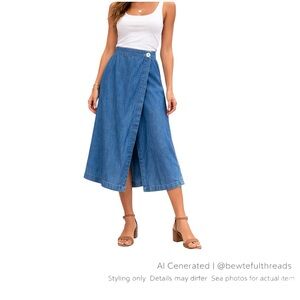 California Moonrise Tencel Denim Skort Culottes Size S XS-Small